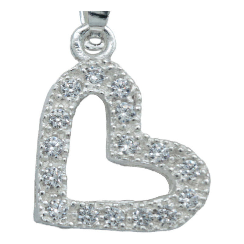 Collar Corazón Chico Contorno Amor Regalo Mujer Plata 925