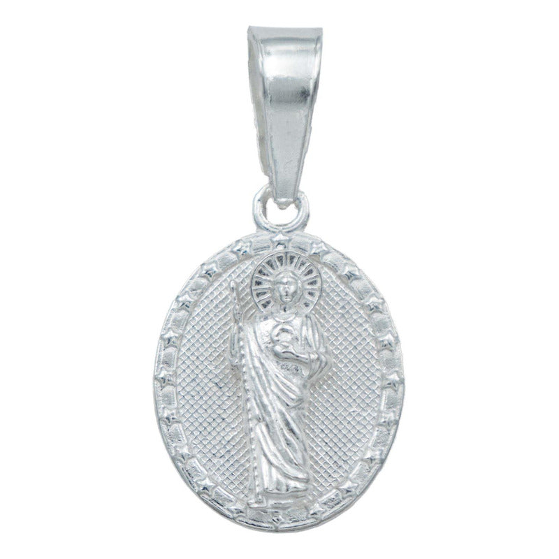 Dije Medalla Mini Diamantada Santos Virgen Plata 925