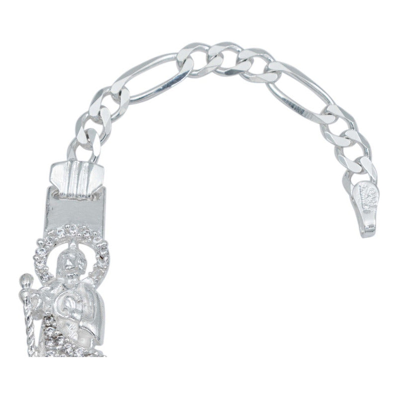 Esclava Pulsera San Judas Zirconia Figaro 3x1 Plata 925 5 Mm