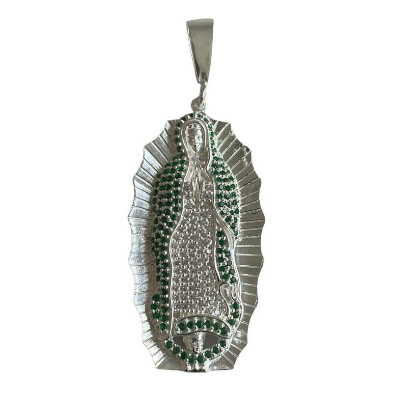 Dije Grane Virgen De Guadalupe Zirconias Plata Solida 925