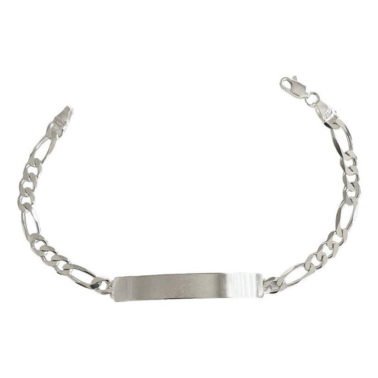 Esclava Hombre Pulsera Fígaro Plata 925 Placa Lisa 6 Mm