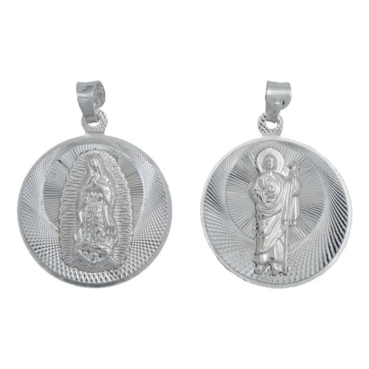 Dije Med Doble San Judas Virgen Guadalupe Plata 925 2.9 Cm