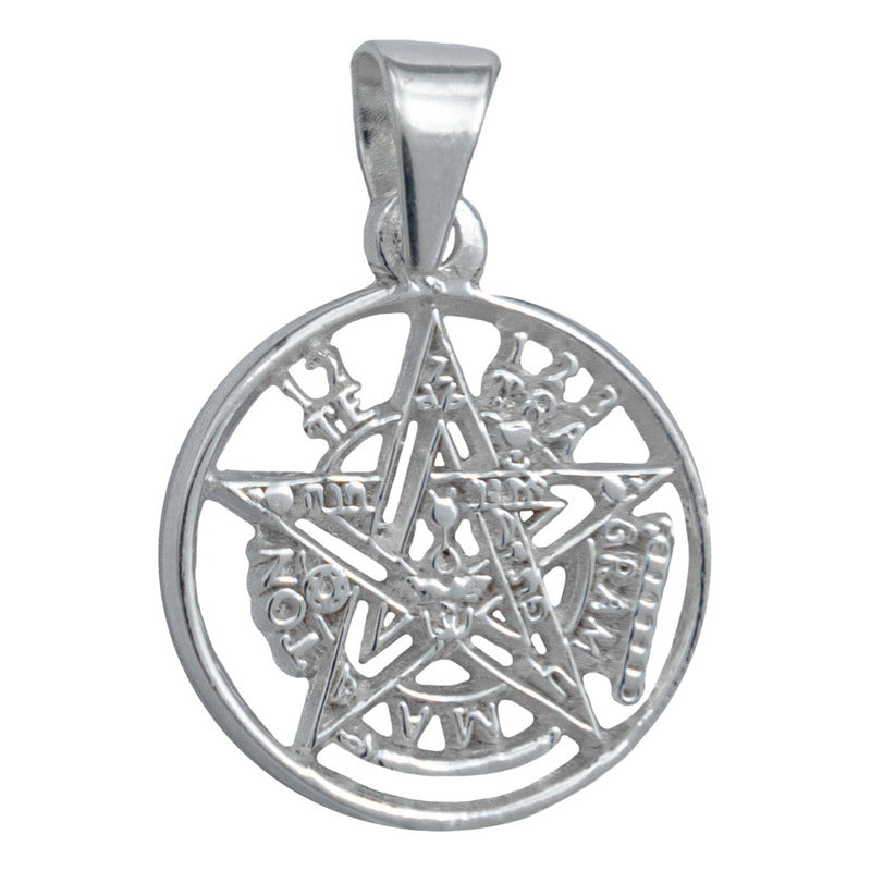 Dije Medalla Tetragramaton Chica Detallada Plata 925 2.1 Cm