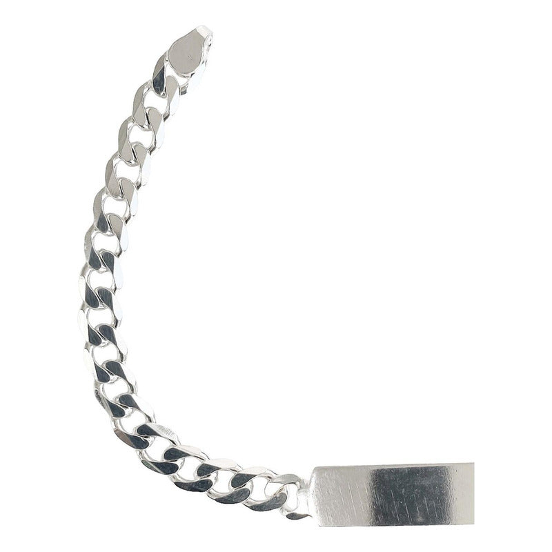 Esclava  Hombre Pulsera Cubana Plata 925 Placa Lisa 6 Mm