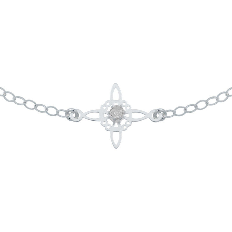 Pulsera Ajustable Nudo De Bruja Celta Zirconia Plata 925