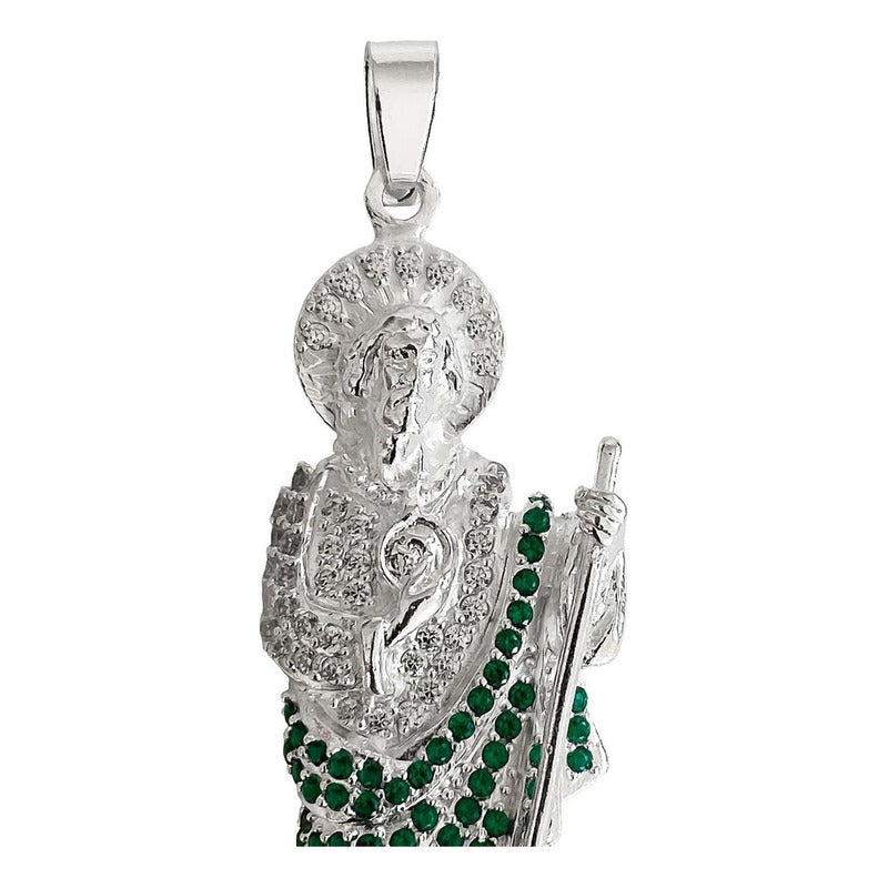 Dije Mediano San Judas 6 Cm Con Zirconias De Plata Ley 925