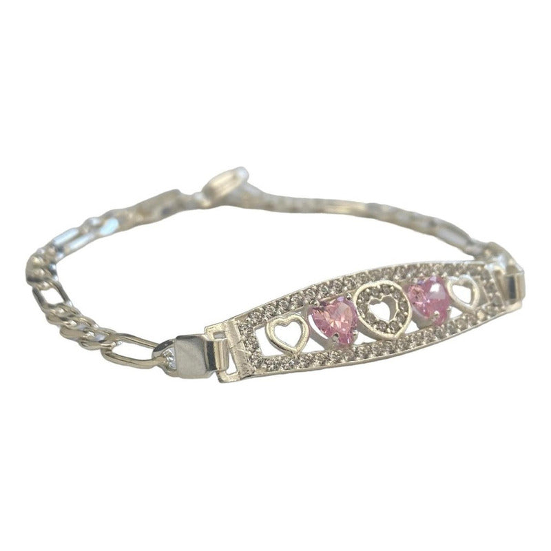 Pulsera Amistad Amor Corazon Con Zirconias Regalo Plata 925