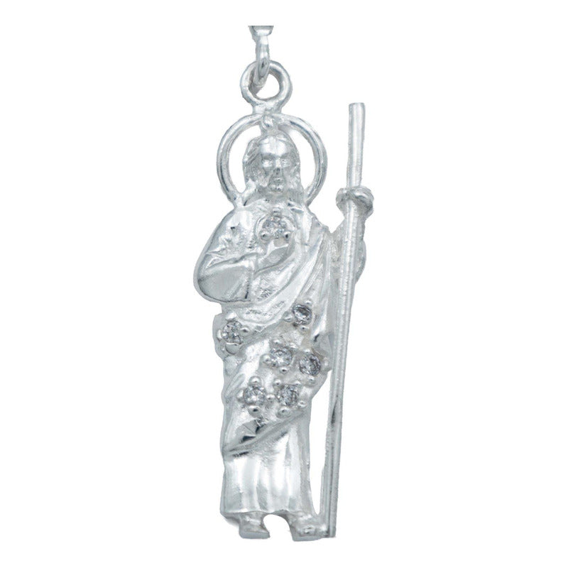 Dije Chico San Judas Zirconias Unisex Plata Ley 925 4.7 Cm