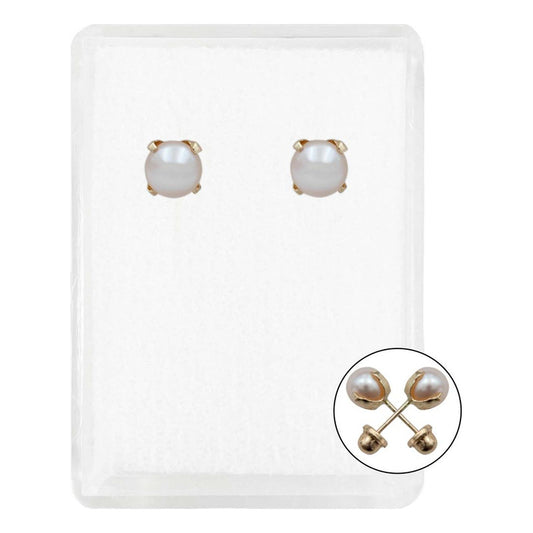 Arete Broquel Bola Perla Natural 6 Mm Mujer Regalo Oro 10k