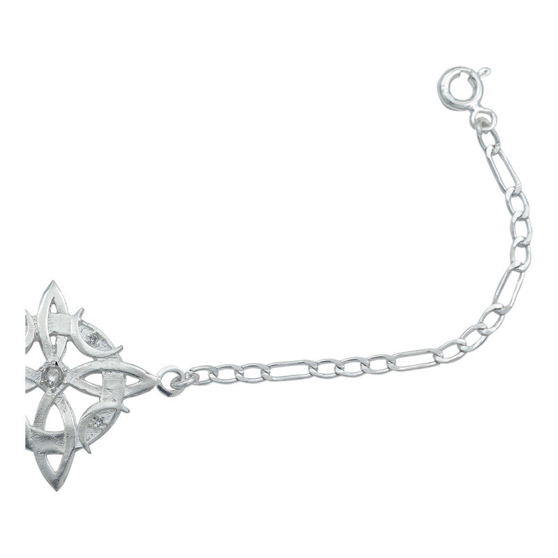 Pulsera Nudo De Bruja Fases Lunares Zirconias Plata Ley 925