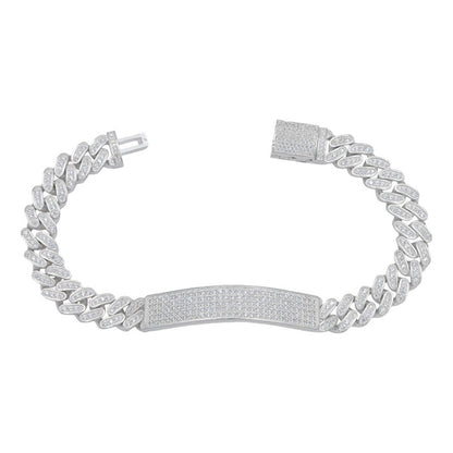 Esclava Cubana Zirconias Hiphop Regalo Hombre Plata 925 1 Cm