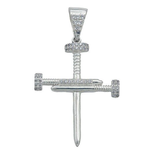 Dije Cruz Zirconias Clavos Hombre Mujer Plata 925 4.7 Cm