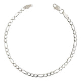 Pulsera Delgada Fígaro 3x1 Hombre Mujer Plata 925 4 Mm