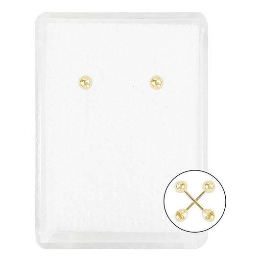 Arete Broquel Dormilona Bola Bebe Agujerar #000 2mm Oro 14k