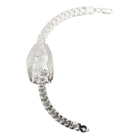 Pulsera Rolo Virgen De Guadalupe Esclava Grande Plata 925