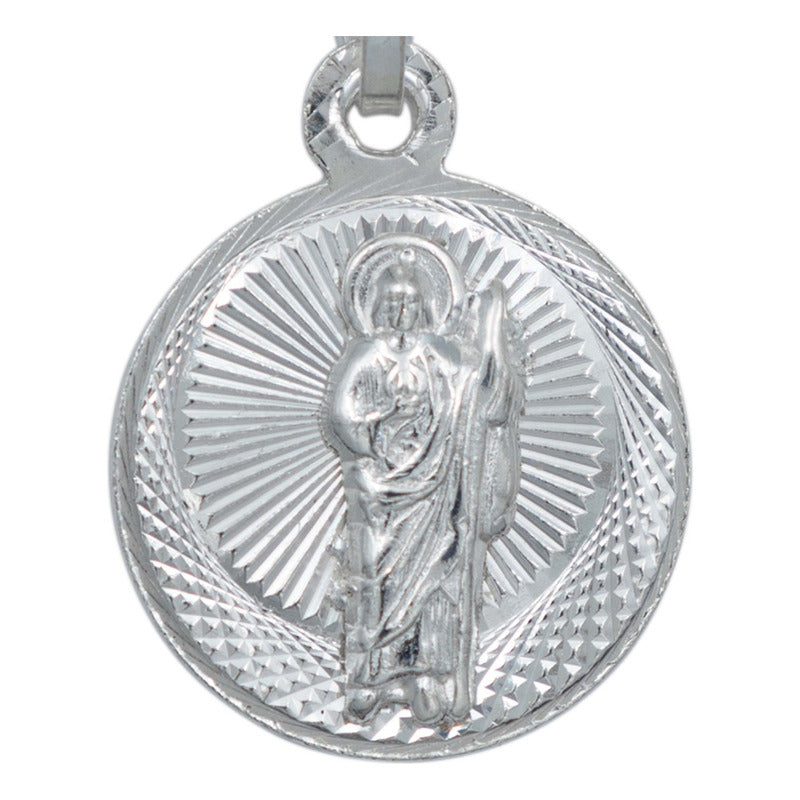 Medalla Doble Vista Diamantada San Judas Virgencita Plata925