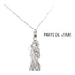 Collar Medalla Chico Santa Muerte Hueco Plano En Plata S925