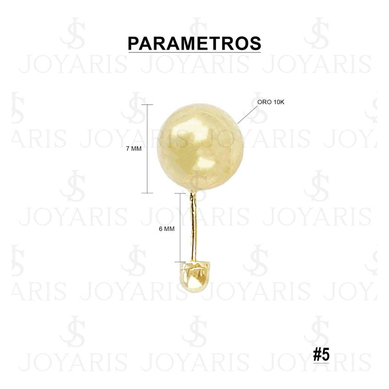 Arete Broquel Dormilona Bola Mujer Regalo #4 6 Mm Oro 10k