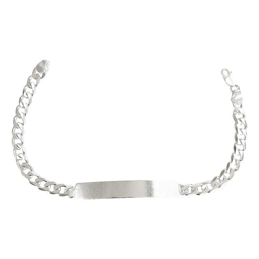 Esclava  Hombre Pulsera Cubana Plata 925 Placa Lisa 6 Mm