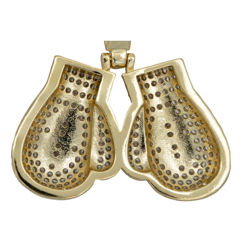 Dije Hombre Guantes Chicos Hiphop + Cadena Chapa Oro 14k