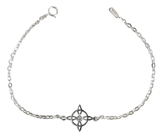 Pulsera Ajustable Nudo De Bruja Chico Zirconia Plata 925