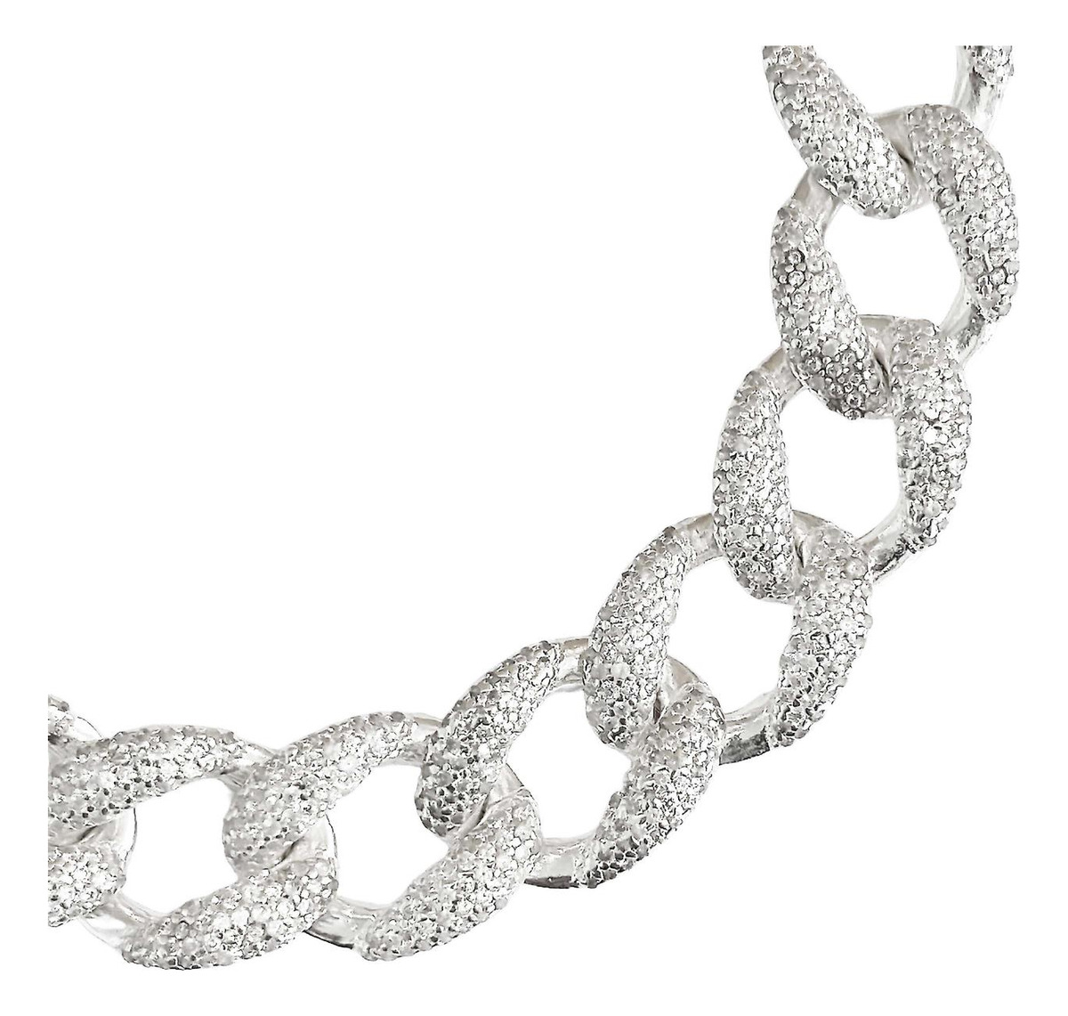 Pulsera Esclava Cubana Diamantes Hiphop Plata 925 1.6 Cm