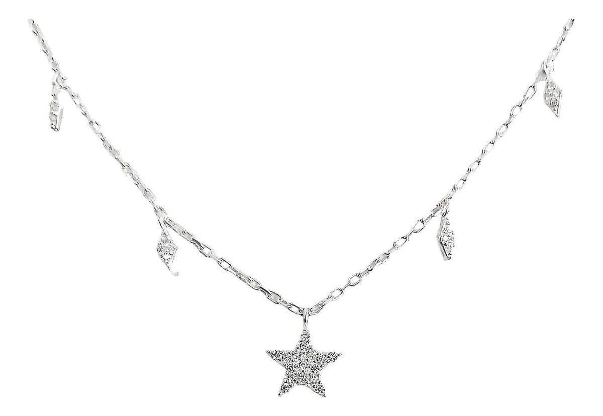 Collar Corazon Estrella Luna Mujer Amor Regalo Plata 925