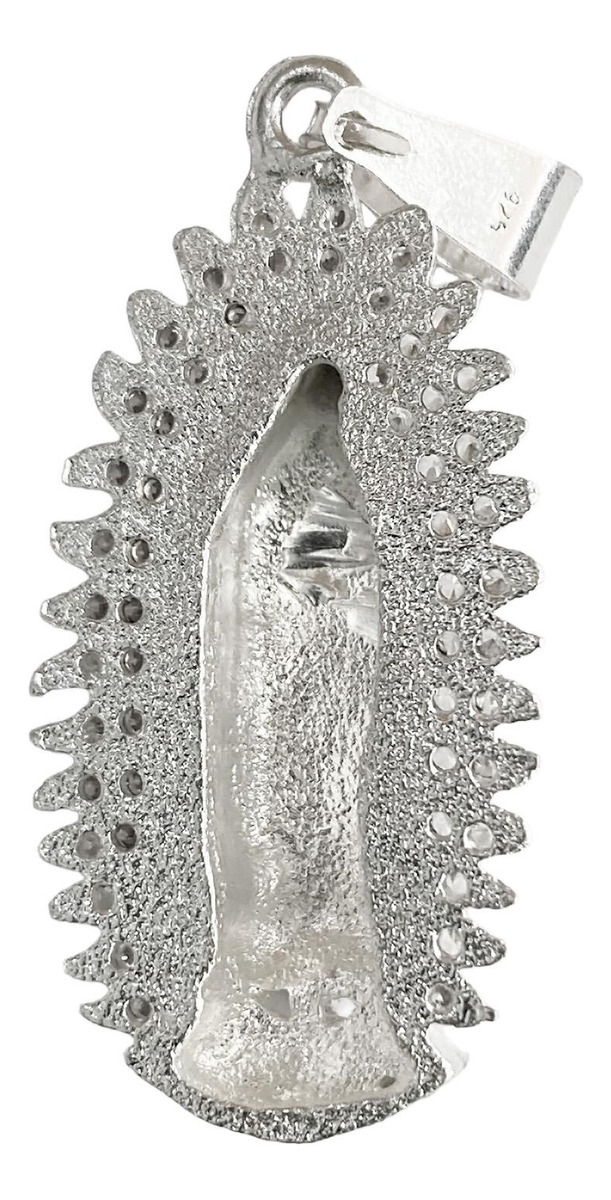 Dije Grande Virgen De Guadalupe Zirconias Plata 925