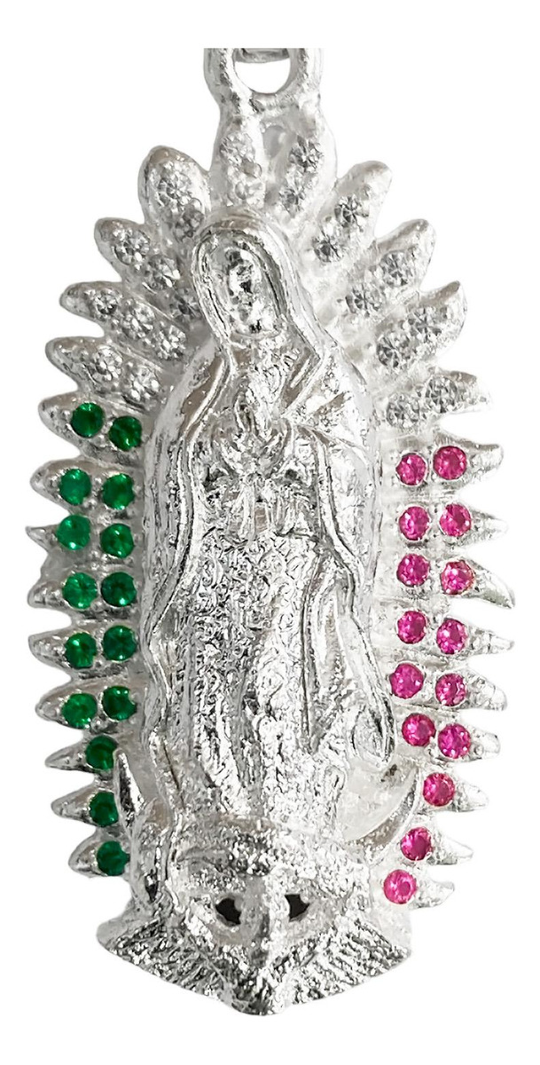 Dije Grande Virgen De Guadalupe Zirconias Plata 925