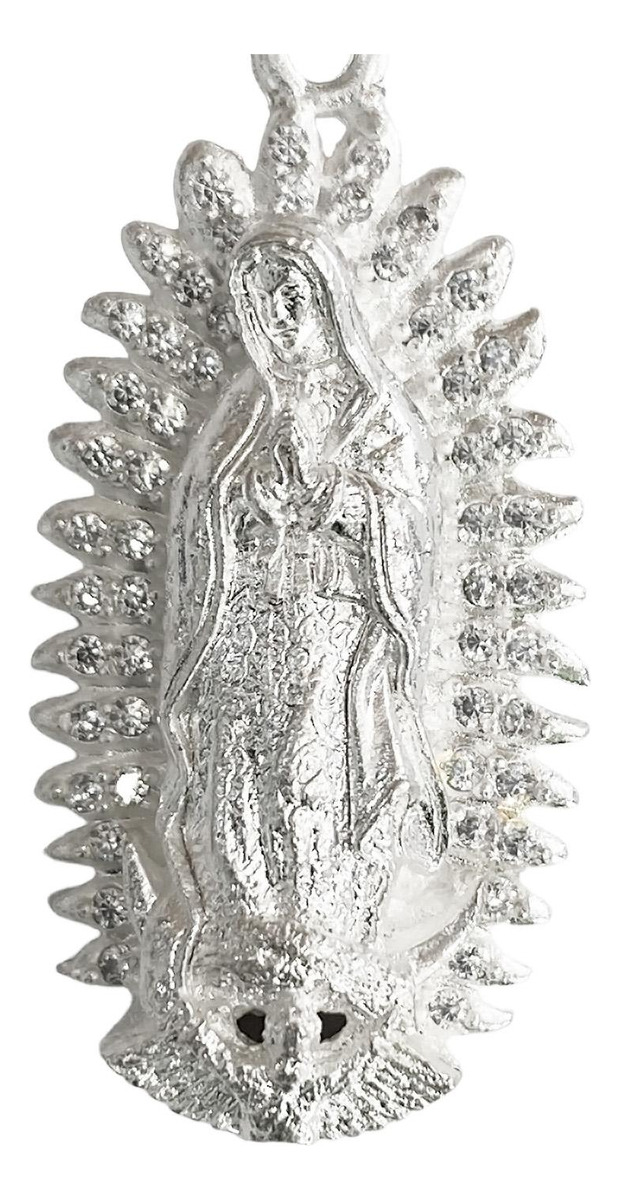 Dije Grande Virgen De Guadalupe Zirconias Plata 925