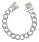 Pulsera Esclava Cubana Diamantes Hiphop Plata 925 1.6 Cm