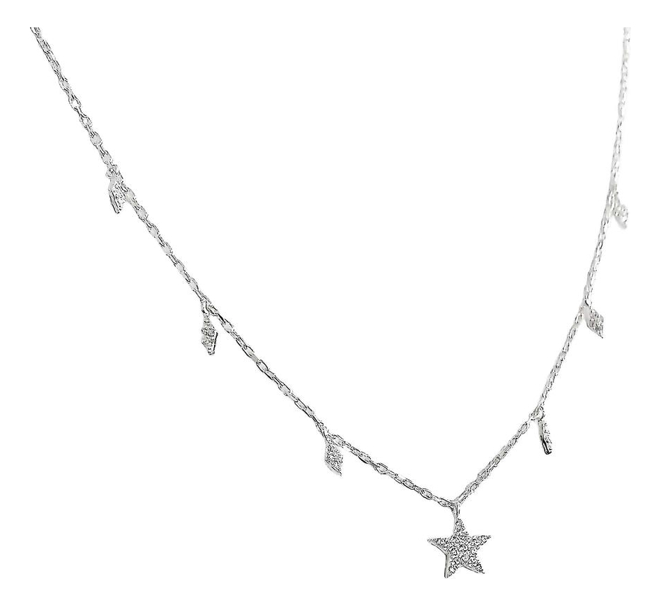 Collar Corazon Estrella Luna Mujer Amor Regalo Plata 925