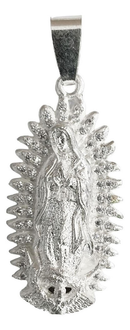 Dije Grande Virgen De Guadalupe Zirconias Plata 925