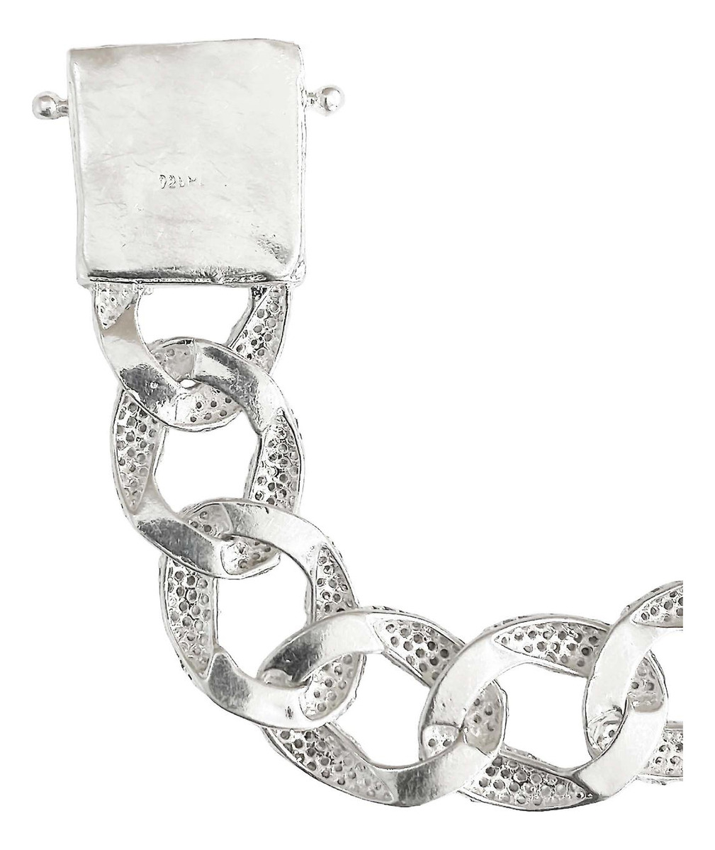 Pulsera Esclava Cubana Diamantes Hiphop Plata 925 1.6 Cm