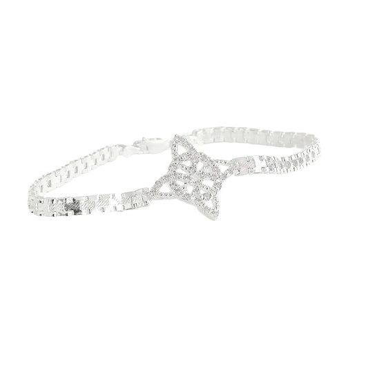 Pulsera Nudo De Bruja Diamantado Zirconias Plata 925